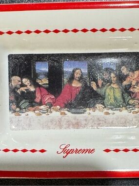 Supreme Red Velvet Tray with Gold Logo